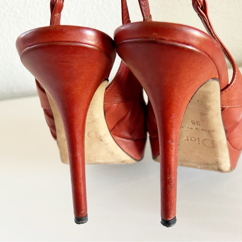 Dior Gipsy Vintage John Galliano Slingback D Charm Red Leather Heels Size EU 38 - Picture 12 of 14